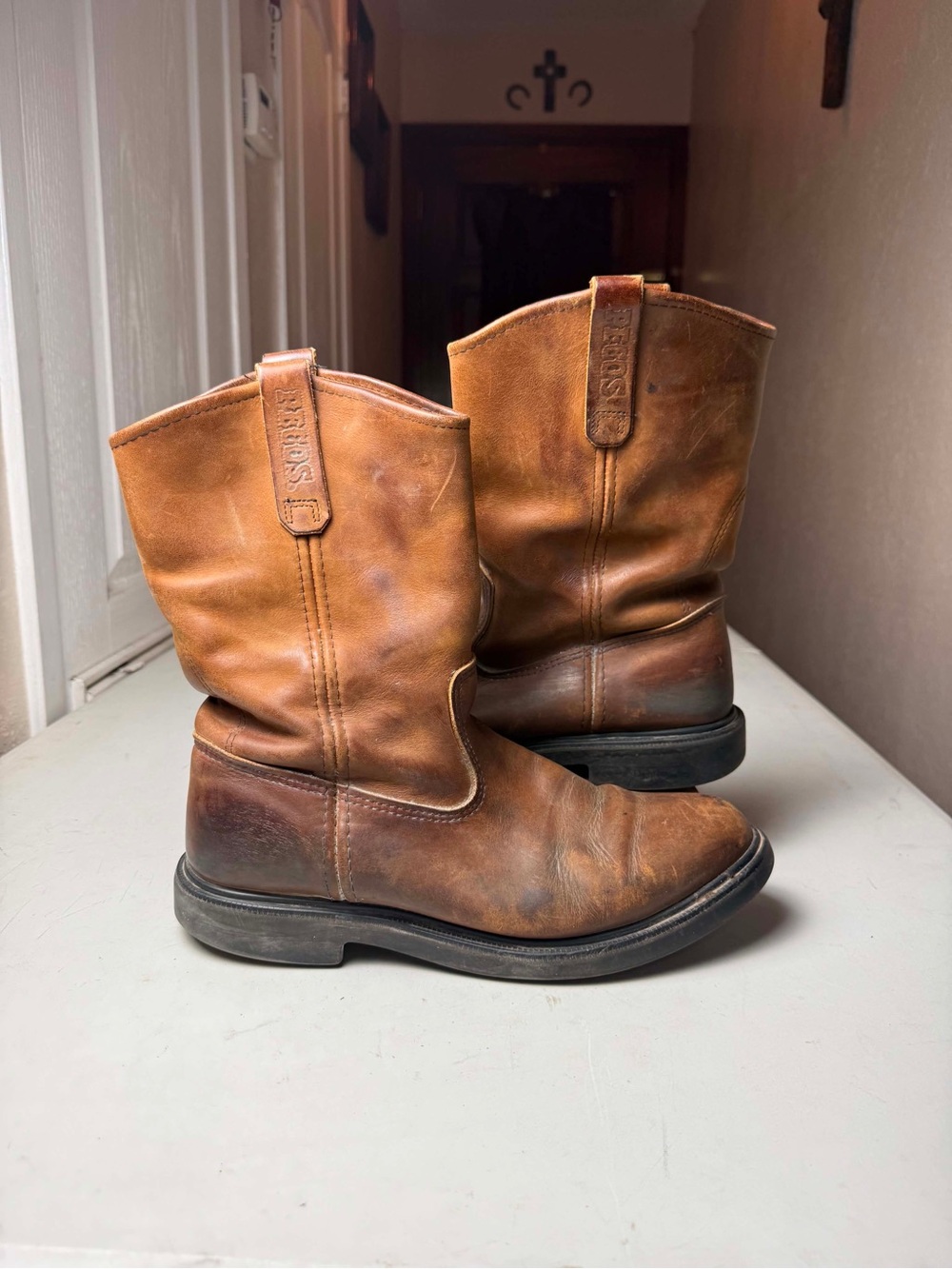 Red Wing 1105 Pecos Leather Work Boots Mens Sz 11 Brown Made In USA Vintage